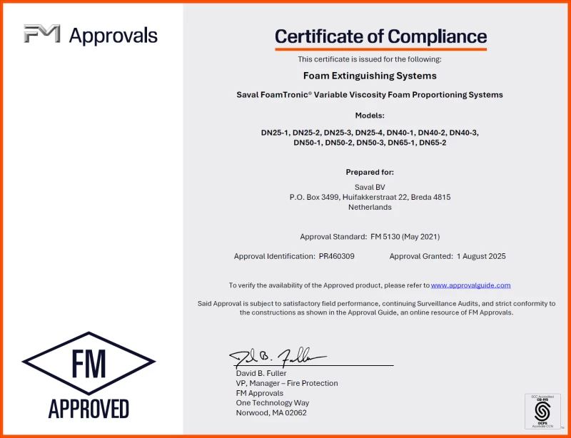 FoamTronic FCV systeem FM approved